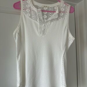 Miss Me White Lace Sleeveless Blouse